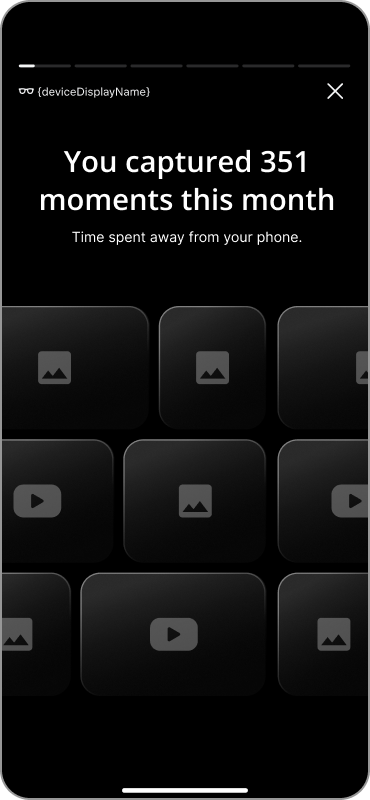 Photo gallery replaying captured moments, cut for privacy